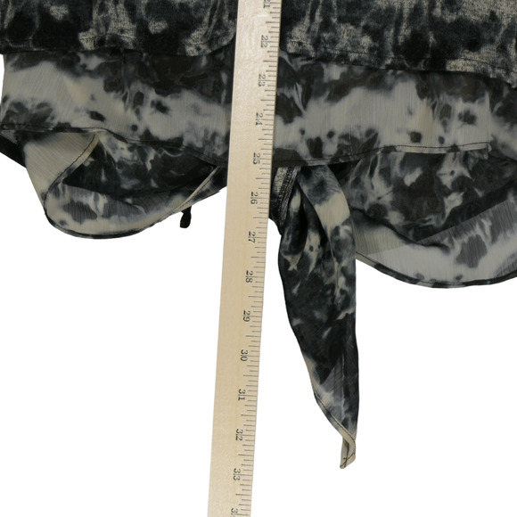 Alberto Makali Gray Cardigan Sweater Women Large Shiny Collar Sheer Knit Chic - Picture 10 of 11